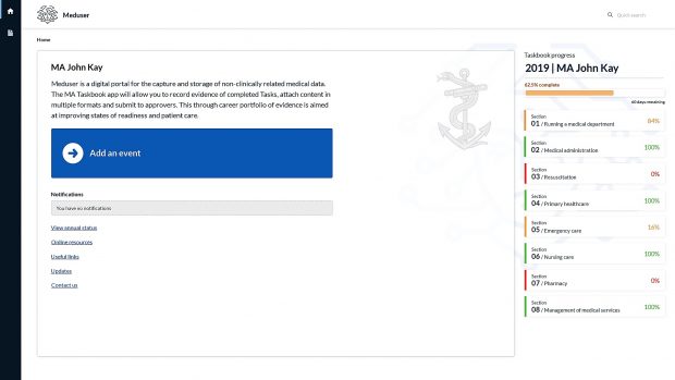 A picture showing One screen of the prototype for MA competency completion.