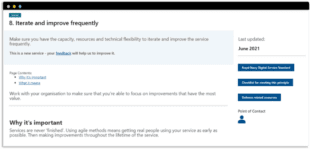 . The Royal Navy Digital Service Standard with links to additional elements on the right-hand side