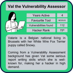 card with information about Val the Vulnerability Assessor